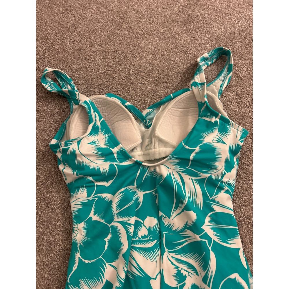 Croft‎ & Barrow Swim Dress Womens 12 Teal Floral Excellent Ruched One Piece - Picture 10 of 10
